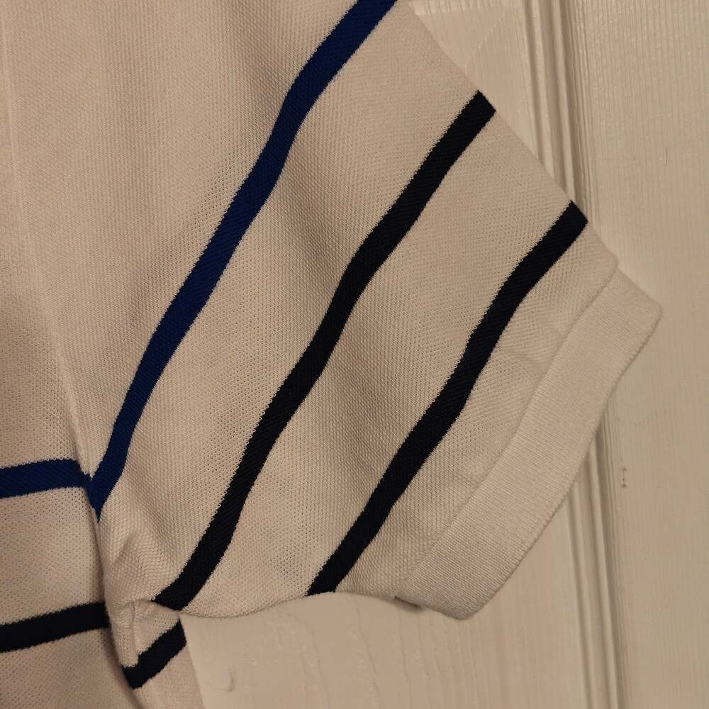 Polo Ralph Lauren Men's White and Blue/Black Striped Short Sleeve Polo Size L - Picture 4 of 7